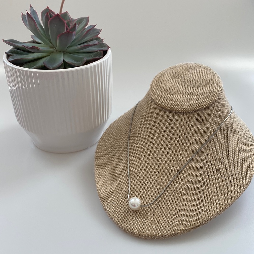 Charming Charlie Silver Pearl Necklace